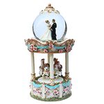 LOVE FOR YOU Wedding March European Style Music Box Color Lights Musical Cake Carousel Horses Snow Globe for Wife Girlfriend Lovers Marriage Gifts Valentines Day Present