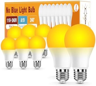 Neporal Warm Light Bulbs, 9W 60W Equivalent A19 Soft Light Bulbs, Blue Light Blocking Warm Light Bulbs, 1800K Amber Night Light Bulbs, Dim Light Bulbs for Healthy Sleep and Baby Nursery Light 8 Pcs