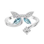 CLARA 925 Sterling Silver Butterfly Open Ring | Size Adjustable, Rhodium Plated, Swiss Zirconia | Gift for Women & Girls