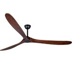 Bigzone 88" Big Ceiling Fan With Remote Control, DC Motor Quiet Energy Saving,3 Brown Balsa Wood Blades,Outdoor/Indoor Ceiling Fan With Reversible Blades