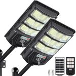 Solar Street Lights Outdoor, 1200W Large LED Solar Parking Waterproof Light with Motion Sensor Remote Control, 8500K Dusk to Dawn LED Outside Security Flood Commercial Lighting for Yard, Parking Lot