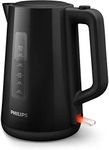 Philips Series 3000 Kettle, 2200W, 1.7 litre Family Size, Spring Lid, Fast Boiling, Light Indicator, Removable Filter, Pirouette Base, Water and Cup Indicator, Easy Refilling, Black (HD9318/21)