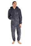 CityComfort Onesies for Men and Teens, Loungewear Fleece Pyjamas Men All in One Jumpsuit Nightwear (Dark Grey, L)