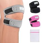 BisLinks Patella Tendon Knee Strap Supports - Arthritis Pain Relief Adjustable Knee Brace Pads | for Exercise, Running, Tennis Injury Recovery | Men & Women | Grey with Mesh Laundry Bag|