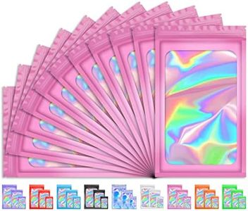 TIFICAL 100 PCS Smell Proof Bag, Packaging Bags, Holographic Mylar Bags, Foil Resealable Bags for Small Business Candy Jewelry Bracelet Party Favor Food Storage Sample Supplies (2.4×3.9 Inch, Pink)