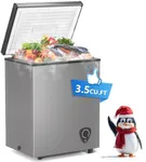 Lifeplus Chest Freezer, 3.5 Cubic Feet Small Deep Freezer Compact Top Open Door with Removable Basket, 7 Temperature Control Energy Saving Super Quiet for Kitchen Office Apartment Garage, Grey