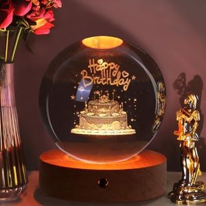 youglatt Happy Birthday Crystal Ball Night Light - Birthday Gift for Girls, Unique 16 Colors LED Decorative Lights, Perfect for Parties and Celebrations