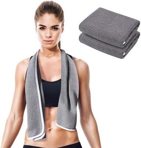 desired body Gym Towels for Sweat (2 Pack) - Absorbent Waffle Fabric Texture Workout Towels for Gym, Sports, and Exercise - Quick-Drying, Odor-Free, and Lightweight - for Men and Women