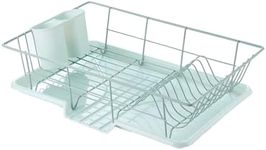 Sweet Home Collection Drying and Storage-Includes Cutlery Holder and Drainboard-Maximize Countertop Space, Metal Plastic, Mint