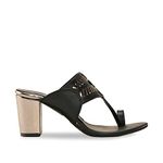 Rocia Black Women Block Heel Fashion Sandal Kolhapuris, Size_6