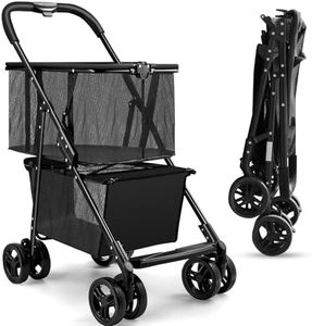 Foldable Shopping Cart 120 Liters Double Layer Portable Shopping Trolley Carts Grocery Cart Utility Cart with Removable Storage Bag Larger Capacity for Office Shopping Picnic Groceries Laundry
