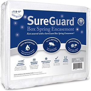 SureGuard Box Spring Encasement - 100% Waterproof, Bed Bug Proof, Hypoallergenic - Premium Zippered Six-Sided Cover