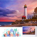 Jigsaw Puzzles for Adults,1000 Pieces for The Crisp Point Lighthouse on Lake Superior Upper Peninsula Michigan USA Puzzles,Lighthouse Puzzle Gifts for Women & Mom