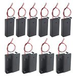 WMYCONGCONG 10 PCS 2x 1.5V AA Battery Holder Case Storage Box w/Wire Leads and ON/OFF Switch