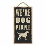 Vertical Root Inc | Wooden Dog Sign Board | We're Dog People 10 x 5 inch | Rustic Decorative with Hanging Rope for Shelf Wall & Door Hanging