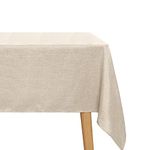 JIUZHEN Faux Linen Rectangle Tablecloth - Wrinkle and Stain Resistant Washable Table Cloth for Kitchen Dining Room Holiday Table Cover for Party Dinner Outdoor Picnic, Beige, 70 x 108 Inch