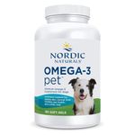 Nordic Naturals Omega 3 Pet Supplement | 330 mg Omega 3 Dog Skin and Coat Supplement | Fish Oil for Dogs with EPA & DHA | Promotes Heart, Skin, Coat, Joint, & Immune Health - Unflavored 180 Soft Gels