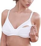 Piera Lingerie Nursing Maternity Breastfeeding Wirefree Soft Premium Cotton Bra (D, 38) White