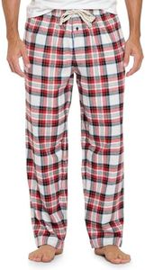 Ashford & Brooks Mens Super Soft Flannel Plaid Pajama Sleep Pants - White Stewart Plaid - Small