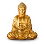 Zen Light Zen'Light Gold Meditation Buddha Zen and Feng Shui Decoration – Bring a Soothing and Relaxing Atmosphere to Your Home – Lucky Charm Statue Height: 20 cm, Resin, 16 x 10 x 20 cm