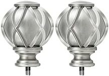 HOTOZON Antique Silver Replacement Finials for 3/4 and 5/8 Inch Diameter Curtain Rods, Samll Decorative Drapery Rod Finials, Set of 2 …