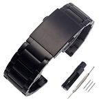 Choco&Man US Diesel Brushed Stainless Steel Watch Band Strap 24mm/26mm/28mm/30mm Metal Replacement Bracelet with Double-Lock Deployment Clasp Replacement for Men's Diesel, 24mm, Steel