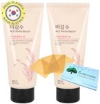 (2 Pack) Rice Bright Face Cleansing Foam 300ml / 10.1 fl oz, for All Skin Type with Oil Blotting Papers