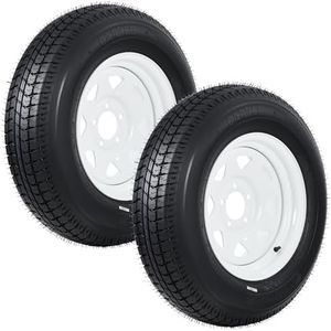 GarveeTech ST205/75D15 Trailer Tire and Wheel Assembly, Heavy-Duty Load Range C 6PR, 5 Lug White Modular Wheel, 15 Inch Tires for Utility/Boat/Camper Trailers, Set of 2