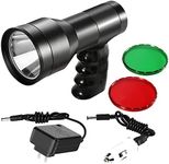 GearOZ Hunting Spotlight Flashlight, 90000LUX Rechargeable Spot Light IP68 Waterproof Handheld LED Hunting Light with Red Green Filter for Hunting Coyotes Predators Coons Varmints Hogs Camping Hiking