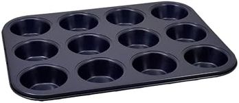 Zyliss E980200 Non-Stick 12 Hole Muffin Tin | Carbon Steel | Dark Blue | Baking Tins/Yorkshire Puddings/Mini Cake/Small Cakes | Dishwasher Safe | 5 Year Guarantee