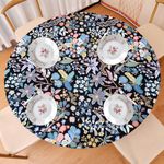 CRFATOP Polyester Round Fitted Tablecloth Waterproof Oil-Proof Table Cover Stain-Resistant Wipeable Table Protector for Indoor Outdoor Camping Picnic Table Cloth Fit for 30" - 36" Round Table,30