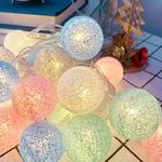 EvaStary Fairy Lights Battery Operated, 9.8FT/20LED Cotton Ball String Lights, Indoor Outdoor Decorative Lighting for Kids Bedroom Christmas Wedding Festival Party