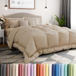 King Size, Cream Alternative Down Comforter - Warm and Lightweight - Luxury and Breathable Hotel Quality Bedding Set - All Season Fluffy and Cozy Oversized Cooling Microfiber Duvet Insert Comforter