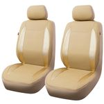 Flying Banner Carbon Fibre Leather Car Seat Covers Front Pair Airbag Compatible Protector Universal for Most Car Truck Vans SUVs (All Beige)