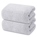 Bath Towels Set of 2-27 x 54 Inches Plush Bamboo Bathroom Towels, Ultra Soft & Lightweight Towels for Bathroom, Multipurpose Use for Fitness, Spa, Sports Towel, Yoga, (2pack, Light Grey)