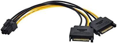 CY Dual SATA 15Pin Power to PCIE 6Pin Power Supply Adapter Converter Cable for EPS 12V Graphics Card