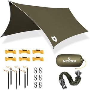 Rain Fly by NoCry 12x10 Lightweight Survival Camping Tarp; 100% Waterproof; Makes a Great Backpacking Tarp or Hammock Shelter; Comes in Multiple Colors, Survival Bracelet Included; OD-Green