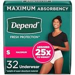 Depend Fresh Protection Adult Incontinence Underwear for Women (Formerly Depend Fit-Flex), Disposable, Maximum, Small, Blush, 32 Count