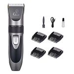 PetVogue Dog Grooming Kit Clipper Trimmer, Low Noise, Electric Quiet, Rechargeable, Cordless, Pet Hair Thick Coats Clippers Trimmers Set, Suitable for Dogs, Cats, and Other Pets (Gold)