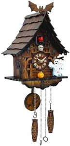 HUGE HAPPINESS Cuckoo Clock (Cuckoo Only, No Music): Halloween Theme, Germany Style Black Forest Retro Traditional Handcrafted Wooden House, Wall Art Home Decor, Gifts for Family (8.75 X 24.25inch)