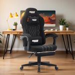 DROGO Apex Ergonomic Gaming Chair, Highback Computer Chair with Linkage Armrest, Breathable Fabric, Adjustable Height, Head & Lumbar Support Pillow | Home & Office Chair with Recline, Footrest (Black)