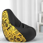 ComfyBean Bag with Beans Filled XL- Official: Jack & Mayers Bean Bags - for Kids - Max User Height : 4 Ft. - Weight : 30 Kgs(Model: Music Life - H - Black Yellow)