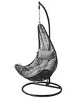 Hindoro Rattan Wicker Wrought Iron Single Seater Swing Chair with Stand & Cushion & Hook Outdoor || Indoor || Balcony || Garden || Patio || Living Outdoor Furniture (Grey, Unique Shape)