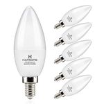 hansang Candelabra LED Bulbs,60 Watt Equivalent,600LM Warm White 2700K,Type B Light Bulb,E12 Small Base,Decorative Chandelier Bulb,Ceiling Fan Bulbs,Non-Dimmable,Pack of 6