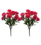 Fourwalls Beautiful Decorative Artificial Carnation Flower Bouquet for Home décor (Set of 2, 50 cm Tall, 18 Flower Stems, Dark/Pink)