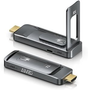 HDMI sans Fil, AIMIBO Émetteur et Récepteur sans Fil HDMI 5G, Antenne Pliable, 1080P, Brancher et Utiliser, 165FT/50M, Flux Vidéo& Audio pour Ordinateur Portable, Appareil Photo, PC, Projecteur, TV