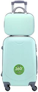 Maleta de Cabina Trolley de Viaje con Neceser a Juego Equipaje de Mano ,aptas para Ryanair Vueling etc (Verde Agua)