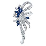 Mecool Created Crystal Fancy Vintage Style Brooch Pin for Women, Girls, ladies, Blue color