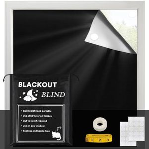 H.VERSAILTEX Portable Blackout Curtains for Bedroom 120" x 67", 100% Blackout Blind Curtain for Window No Drill Blackout Roller Shades with Thermal Insulated for Living Room Cut to Any Size, Black