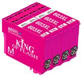 KING OF FLASH 603XL Ink Cartridges Replacement for Epson 603 XL Ink for Use with Epson Expression Home XP-3100 XP-4100 XP-2100 XP-2105 XP-3105 XP-4105, Workforce WF-2810 WF-2830 WF-2835 WF-2850 4 Mag